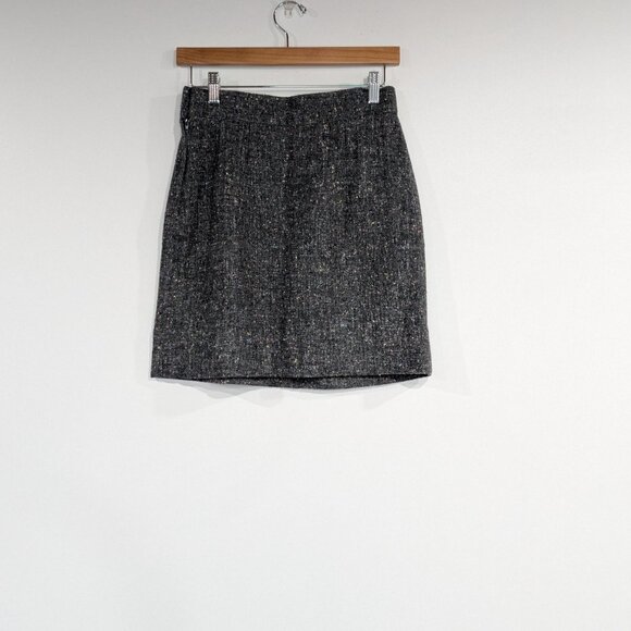 Louben Wool Tweed Skirt Grey Yellow Pink VINTAGE Size 10 - Picture 2 of 3
